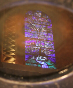 Easter Sunday: Roger Wagner window - reflection in font